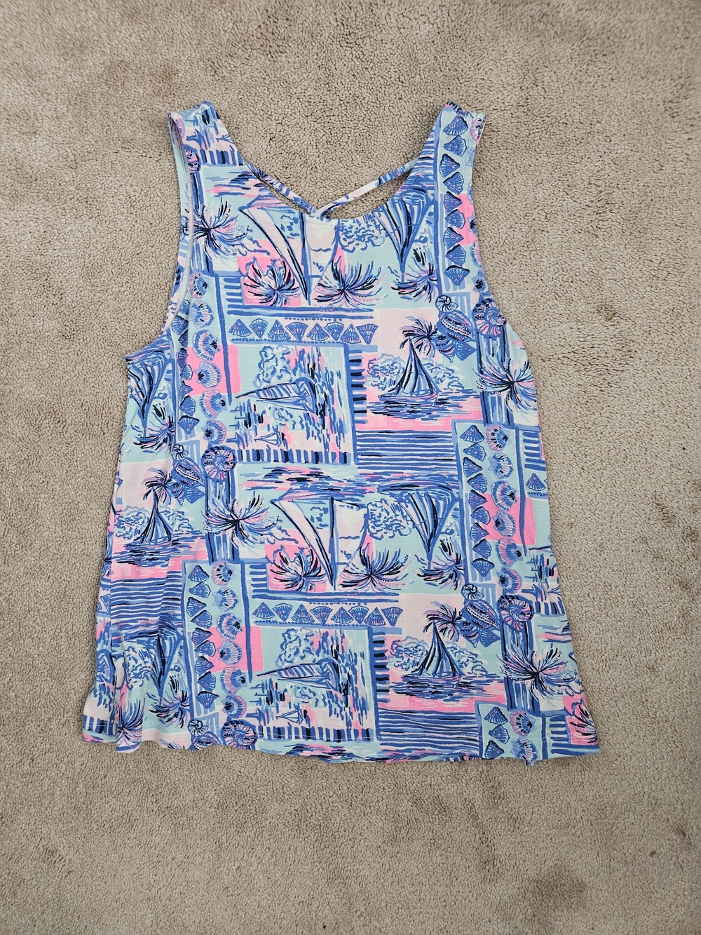 Lilly Pulitzer Pastel Striped & Floral Print Tank - Blue, Pink, Mint